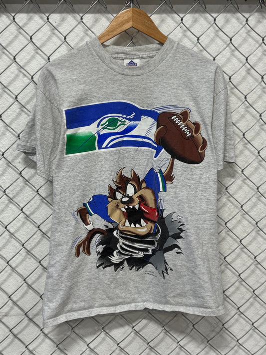 Vintage 90's Seattle Seahawks Taz Looney Tunes Football Graphic Tee Size Large