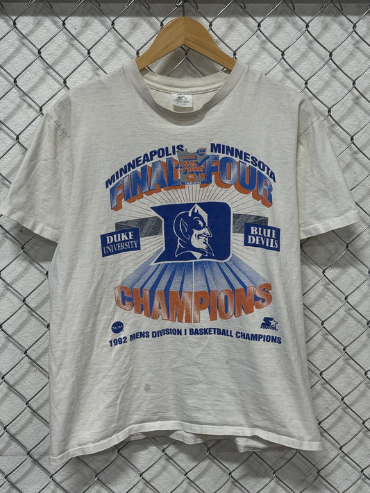 Vintage 1992 Starter Duke Final Four Champions Thrashed Graphic Tee Size XL