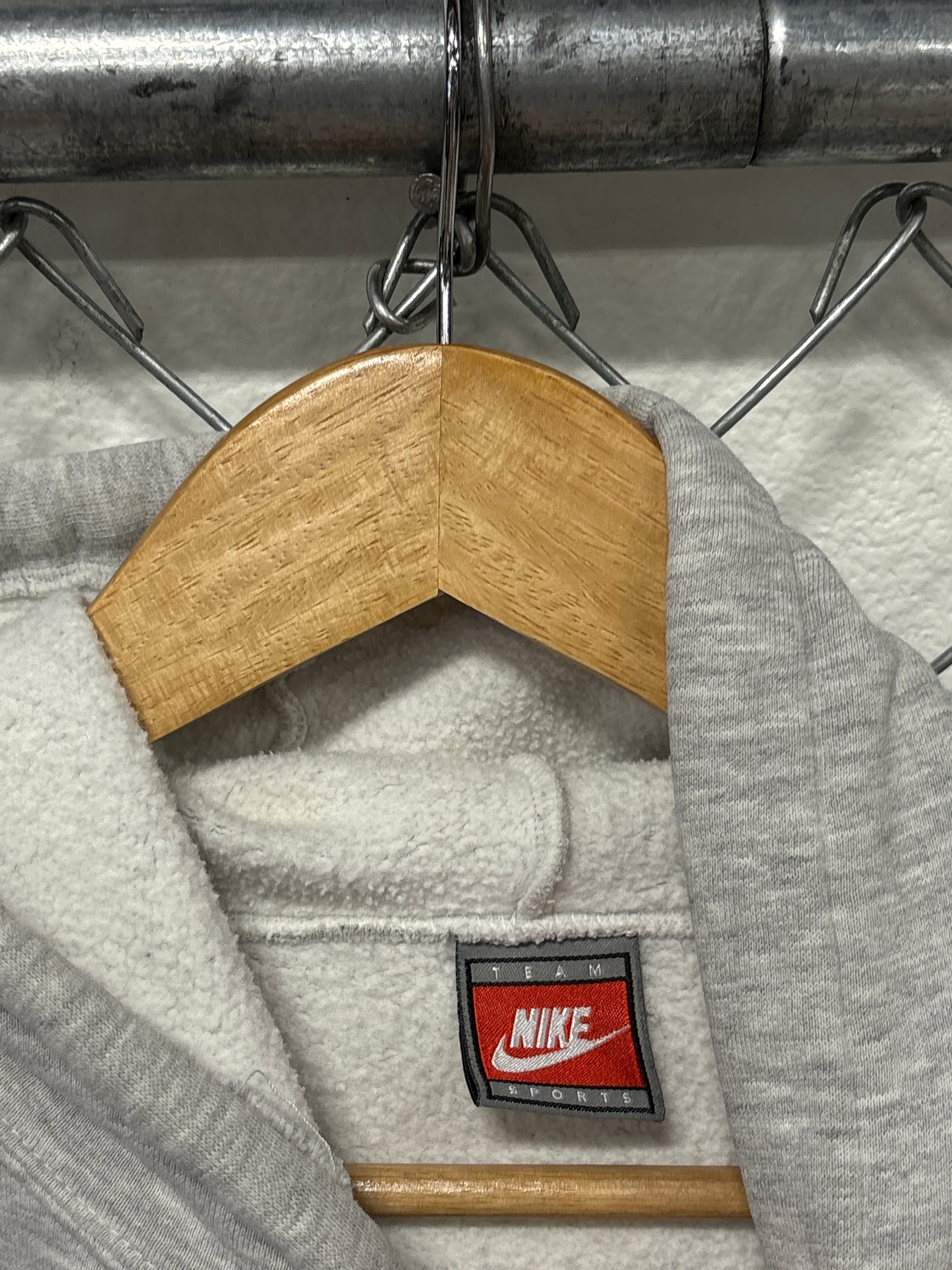 Vintage 90's Nike Carolina Spell Out Pocket Swoosh Grey Hoodie Size XL