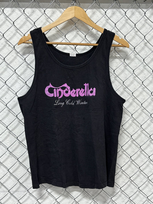 Vintage 90's Cinderella Long Cold Winter Band Tank Top Shirt Size Large
