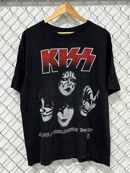 Vintage 1996 KISS Alive Worldwide Concert Tour Band Graphic Tee Size XL