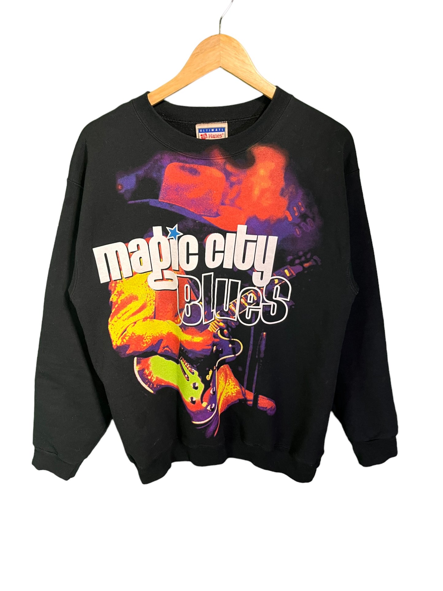 Vintage Magic City Blues Big Print Graphic Crewneck Sweater Size Small