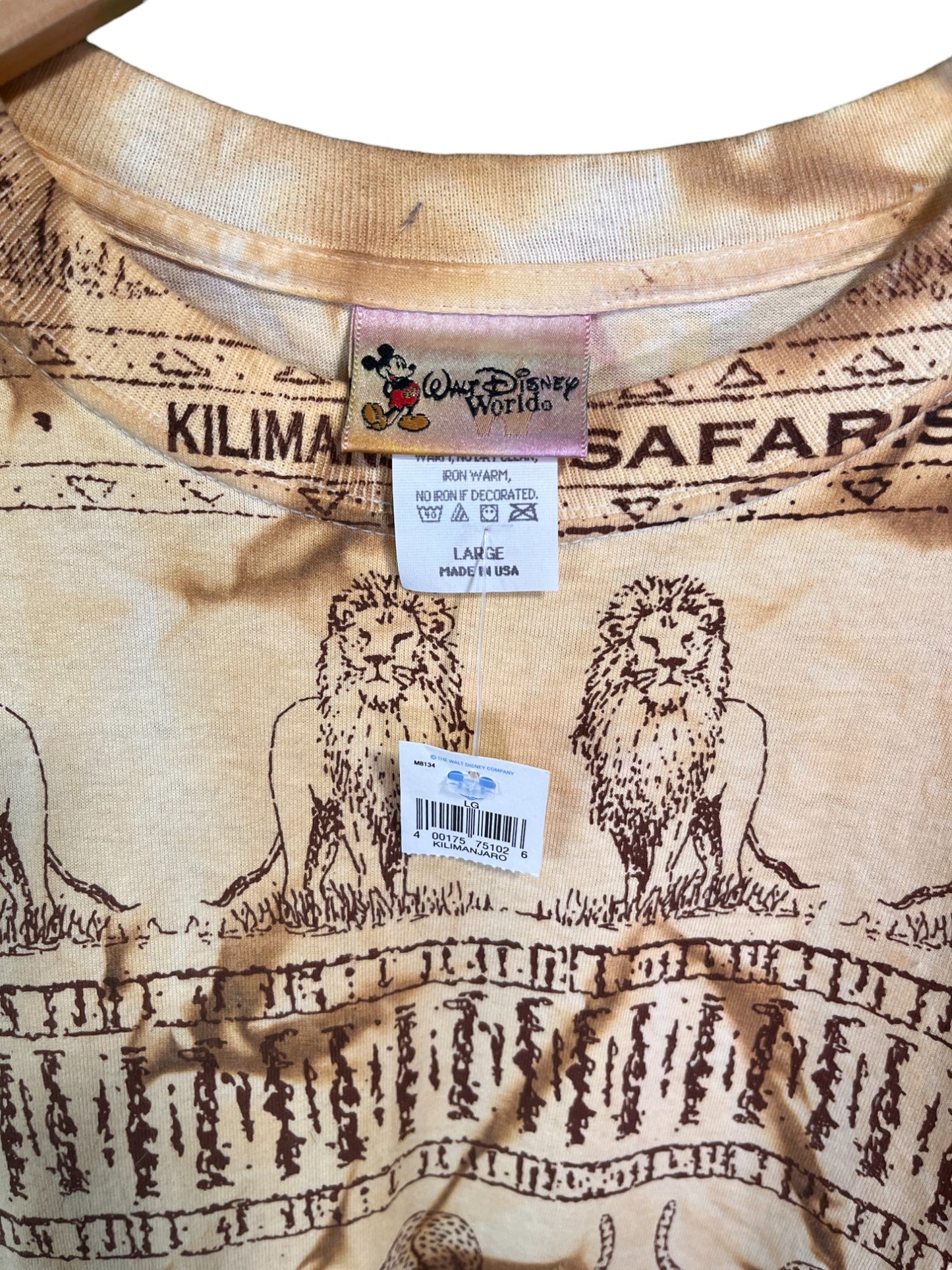 Vintage Disney Kilimanjaro Safari All Over Print Nature Graphic Tee Size Large