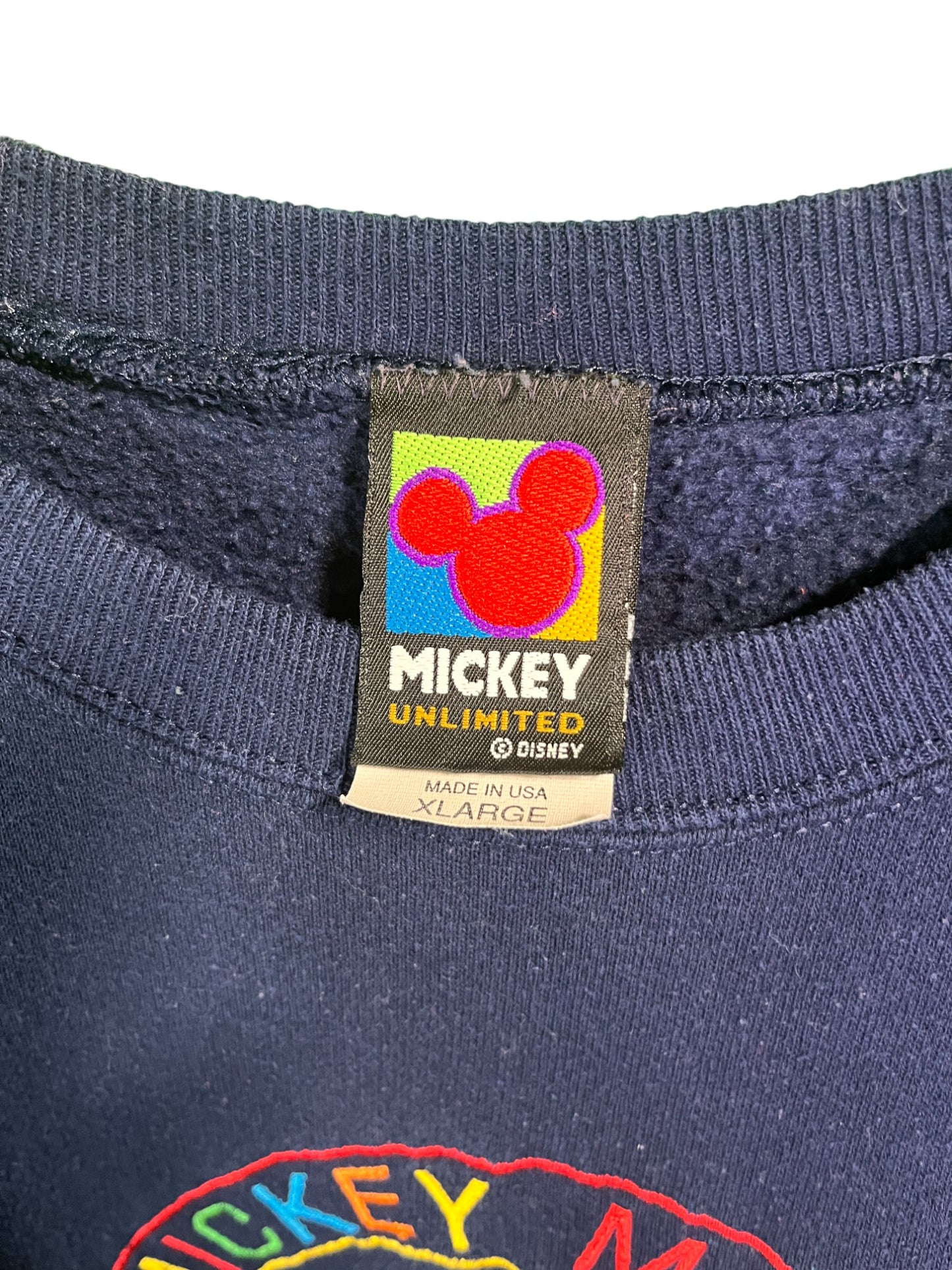 Vintage Mickey Mouse Made in USA Embroidered Graphic Crewneck Size XL