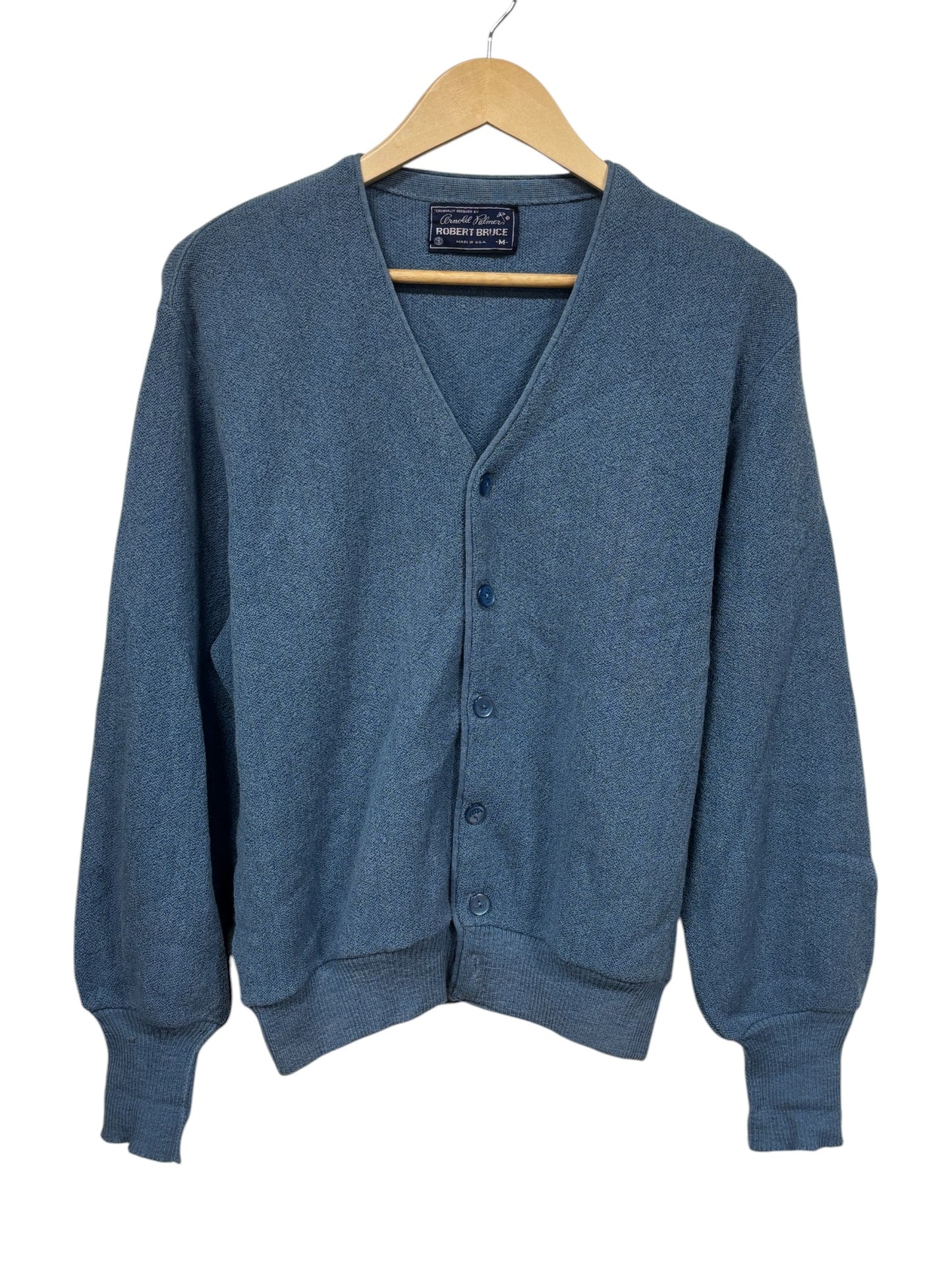 Vintage Arnold Palmer Robert Bruce Blue Cardigan Sweater Size Medium