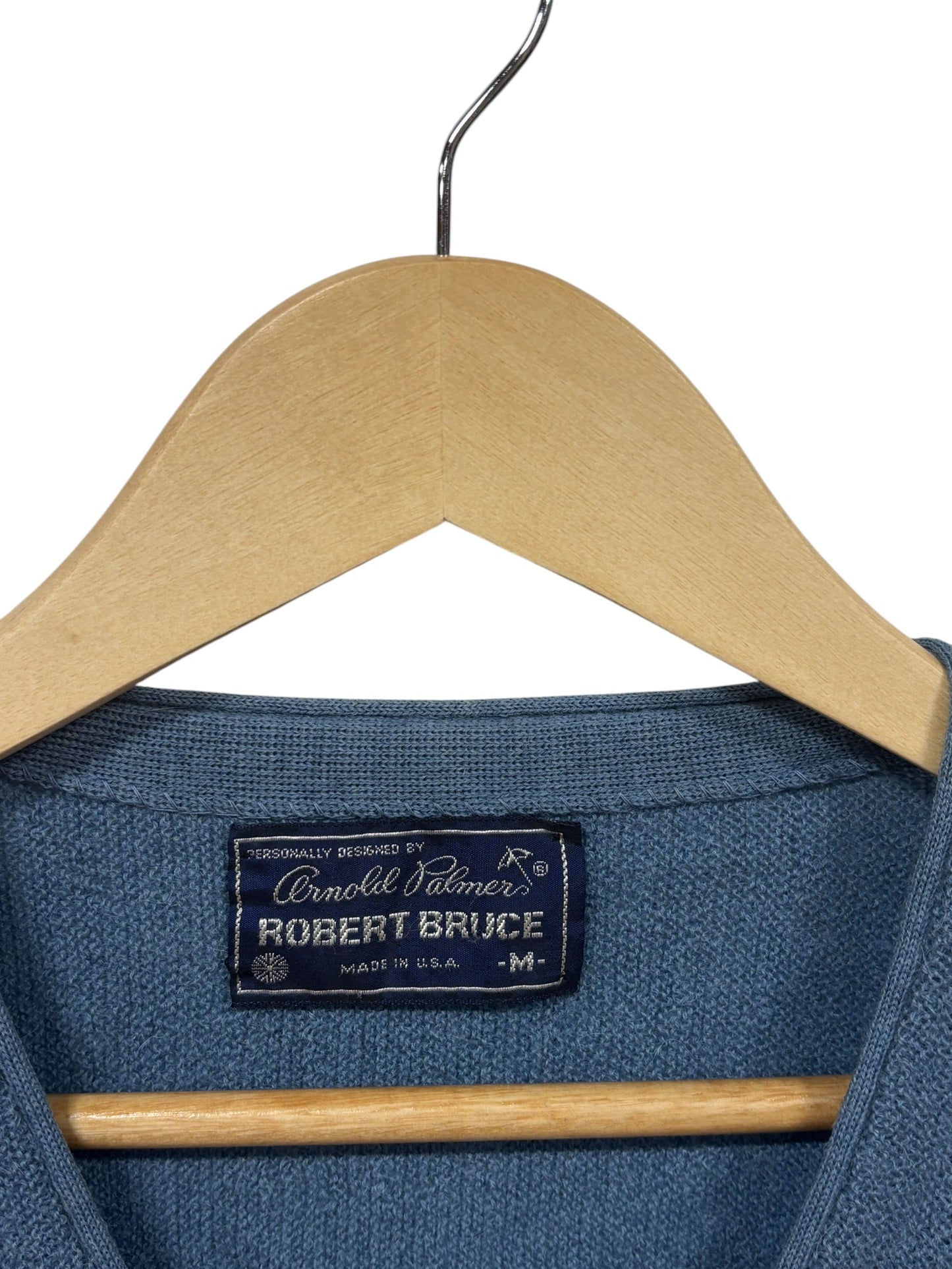 Vintage Arnold Palmer Robert Bruce Blue Cardigan Sweater Size Medium