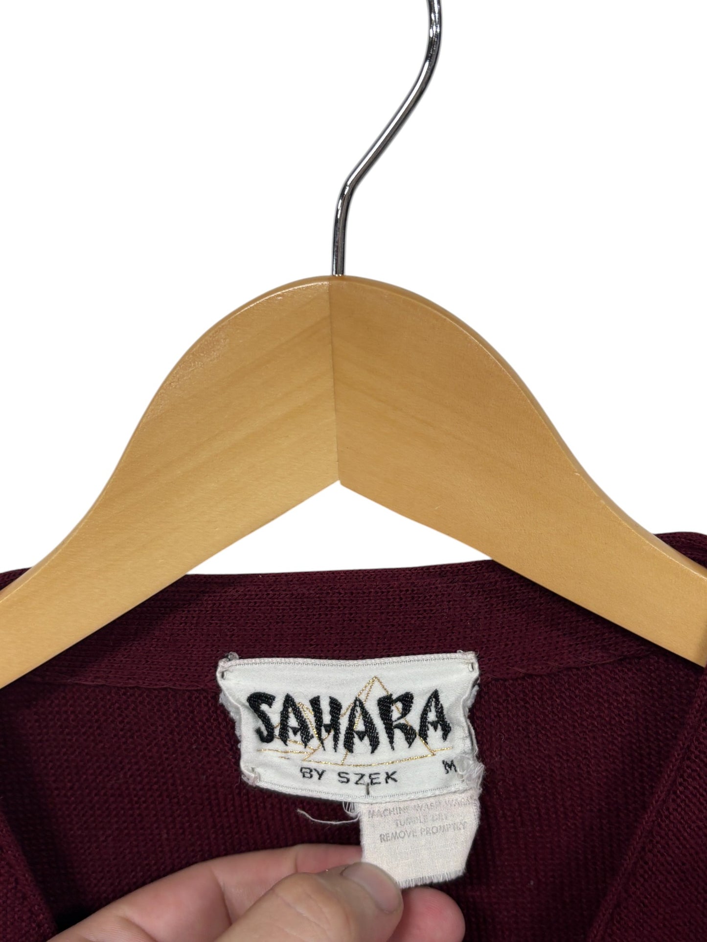 Vintage Sahara Szek Maroon Cardigan Sweater Size Medium