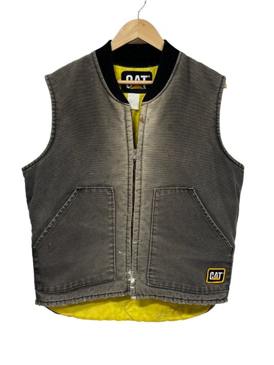 Vintage CAT Faded Workwear Zip Up Vest Size XL