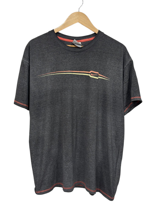 Vintage Nike Striped Small Swoosh Logo Graphic Tee Size XXL