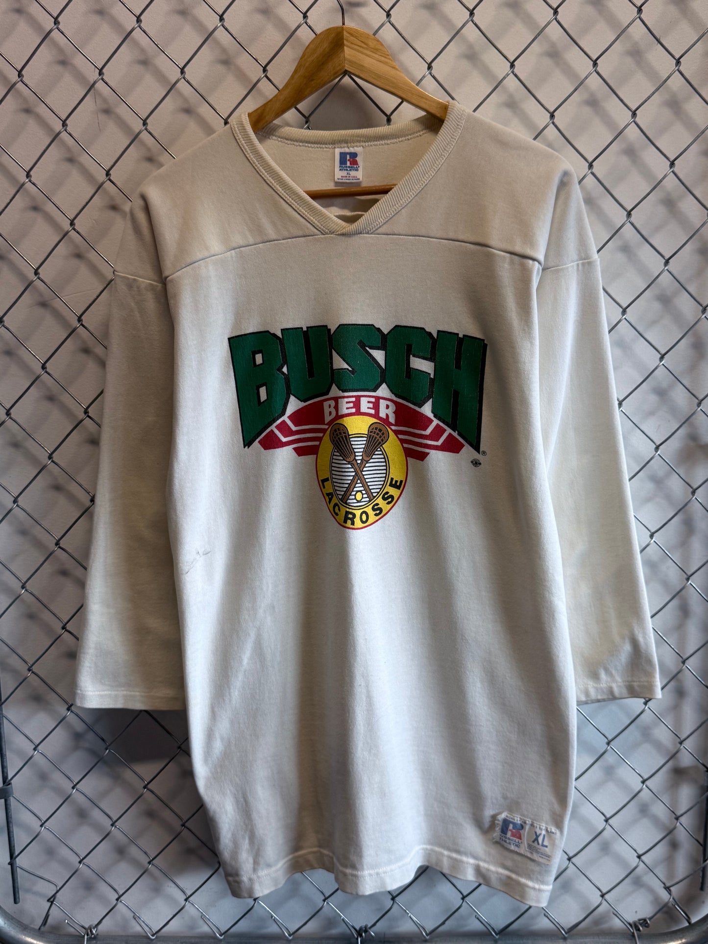 Vintage 90's Russell Athletic Busch Beer Lacrosse Jersey Shirt Size XL