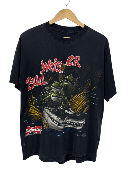 Vintage 1996 Budweiser Frogs This Buds For You Beer Graphic Tee Size Large