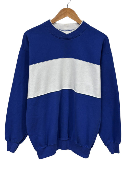 Vintage 90's Cheetah Blue White Striped Crewneck Sweater Size Medium