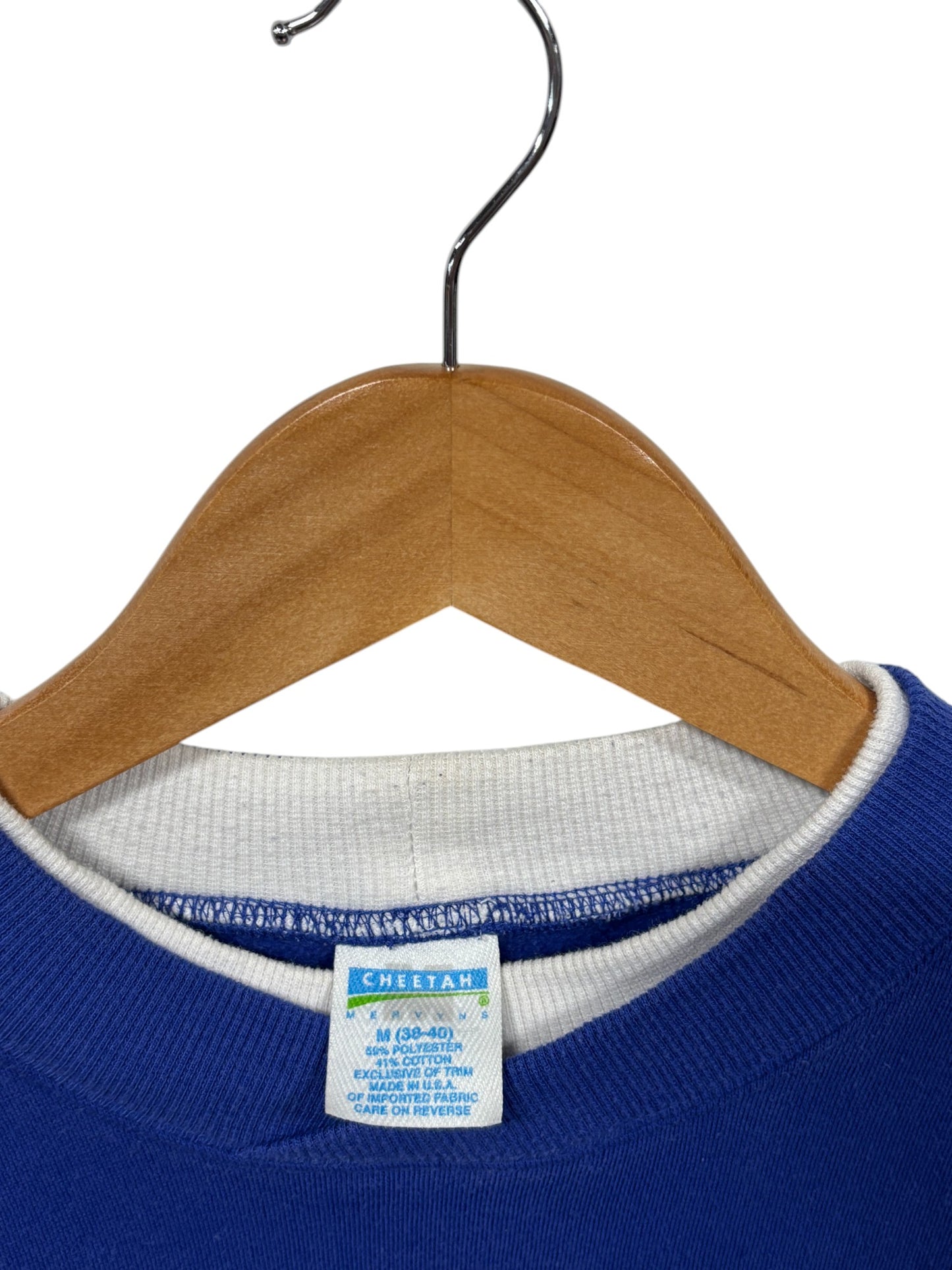 Vintage 90's Cheetah Blue White Striped Crewneck Sweater Size Medium