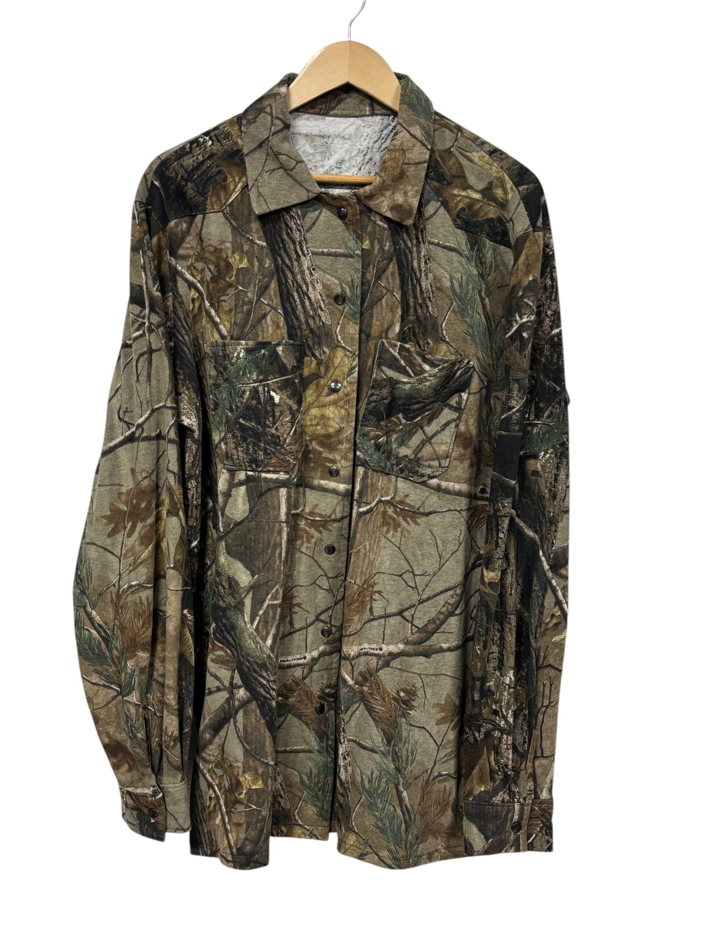 Vintage Real Tree Woodland Camo Button Up Shirt Size XXL