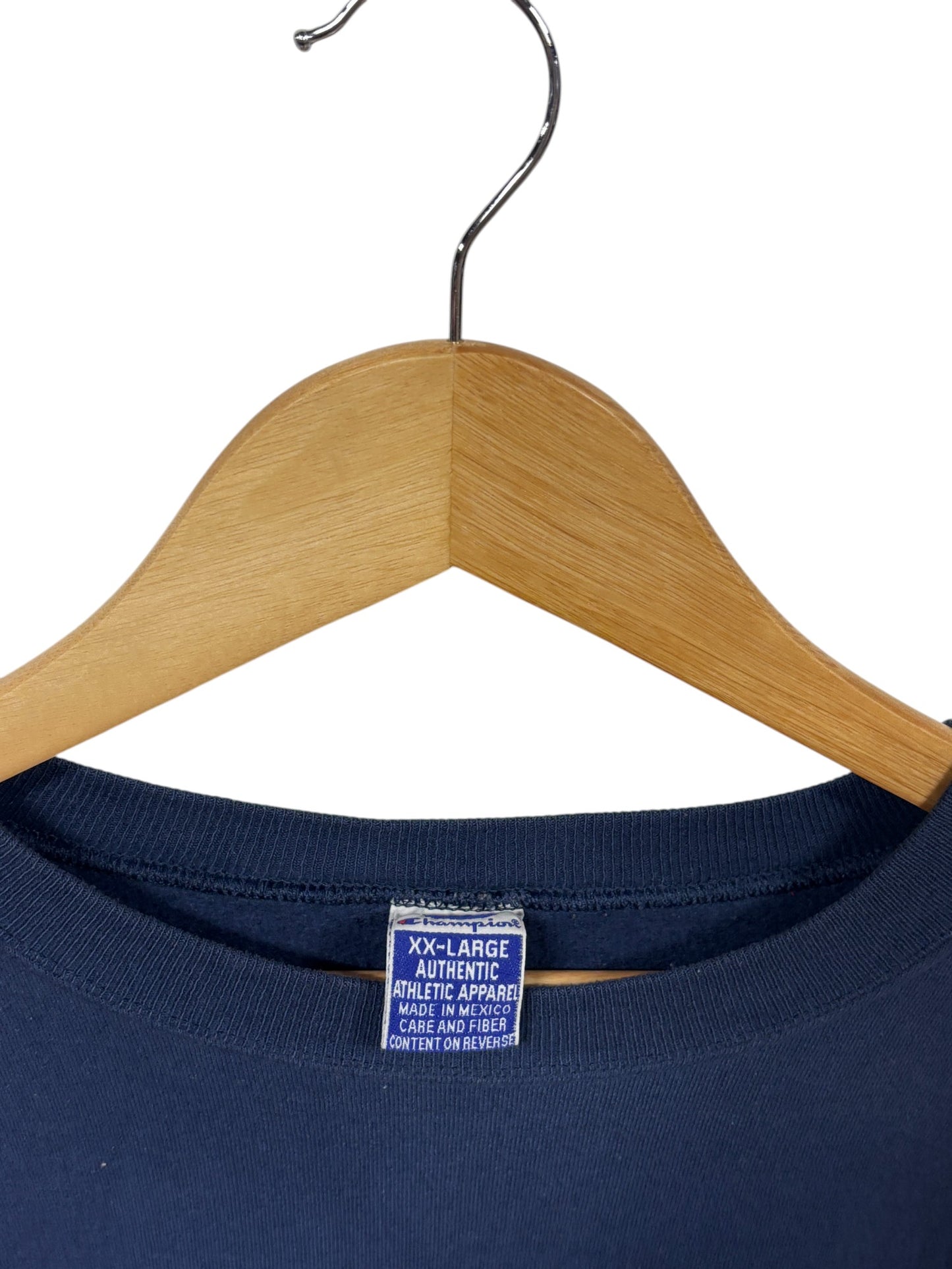 Vintage Champion Small Logo Spellout Navy Blue Sweater Size XXL