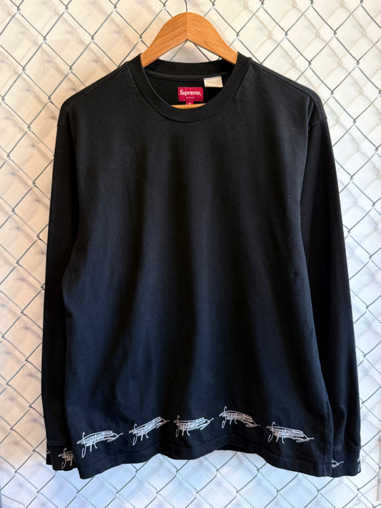 Supreme SS22 Black Signature Long Sleeve Top Shirt Size Medium