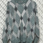 Vintage 90's Made in USA Checkpoint Blue Argyle Knit Sweater Size Medium