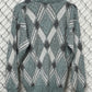 Vintage 90's Made in USA Checkpoint Blue Argyle Knit Sweater Size Medium