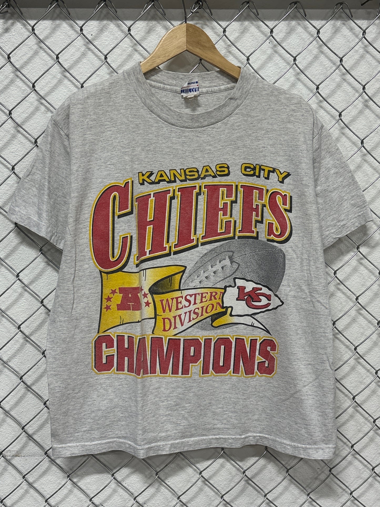 Vintage 90's Kansas City Chiefs Western Division Champions NFL Tee Size Large