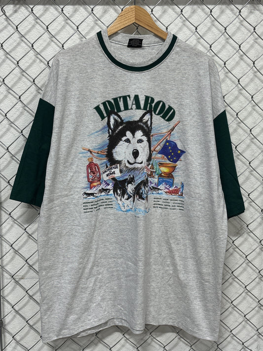 Vintage 90's Iditarod Alaska Dog Race 3/4 Sleeve Graphic Tee Size XXL