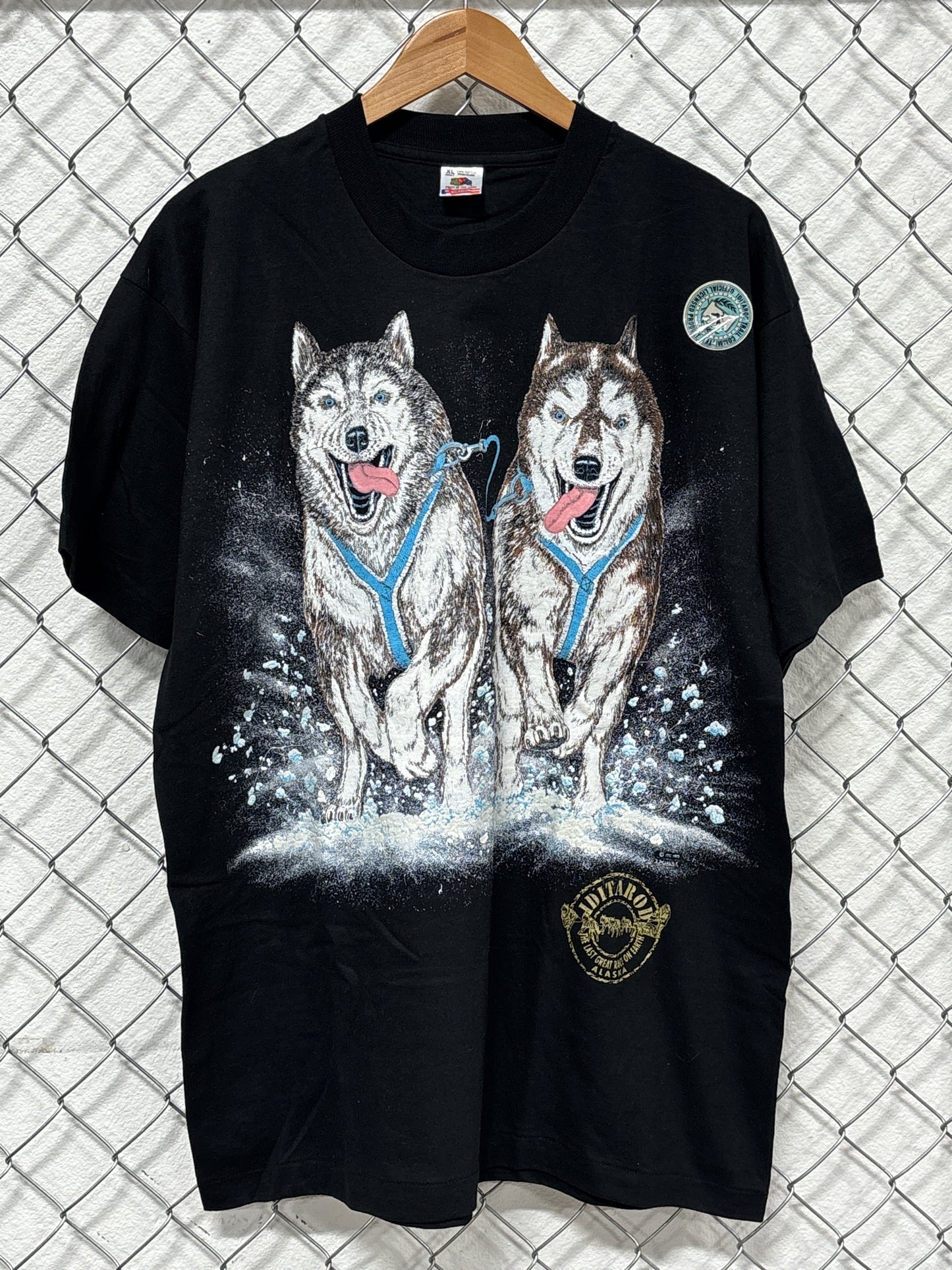 Vintage 90's Alaska Iditarod Dog Racing Big Print Graphic Tee Size XL