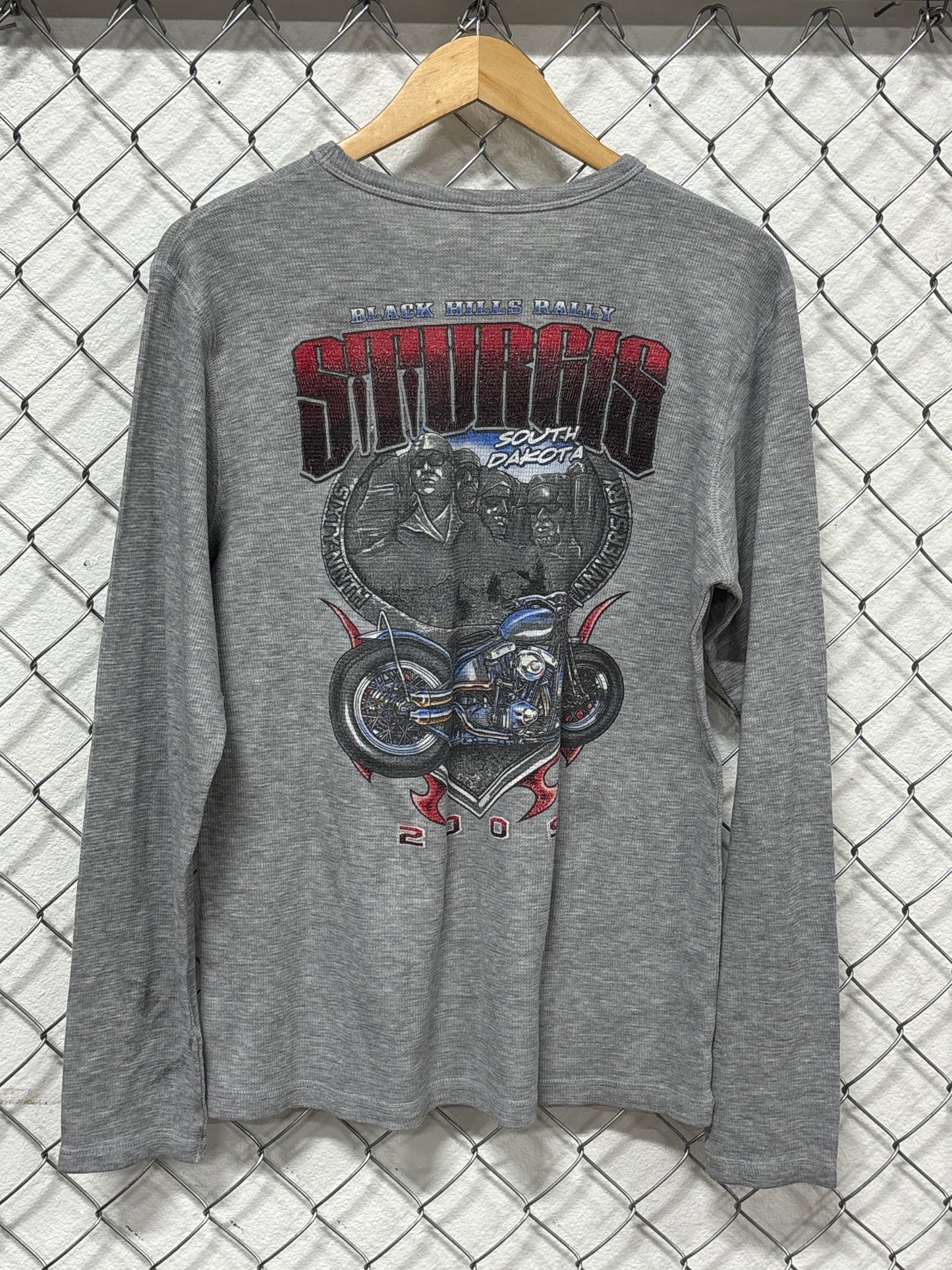 Sturgis Thermal Grey Long Sleeve Biker Shirt Size Large