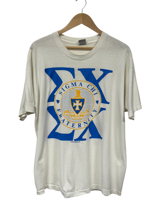 Vintage 90's Sigma Chi Fraternity Graphic Tee Size XXL