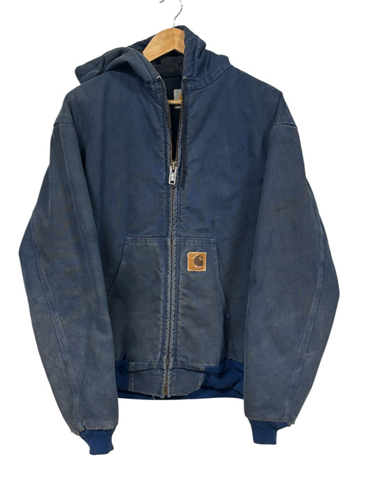 Vintage Carhartt Faded Blue J68 Insulated Zip Up Work Jacket Size Large