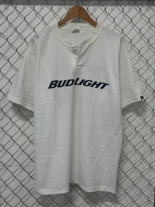 Vintage 90's Bud Light Mesh Henley Jersey Style Tee Size XL