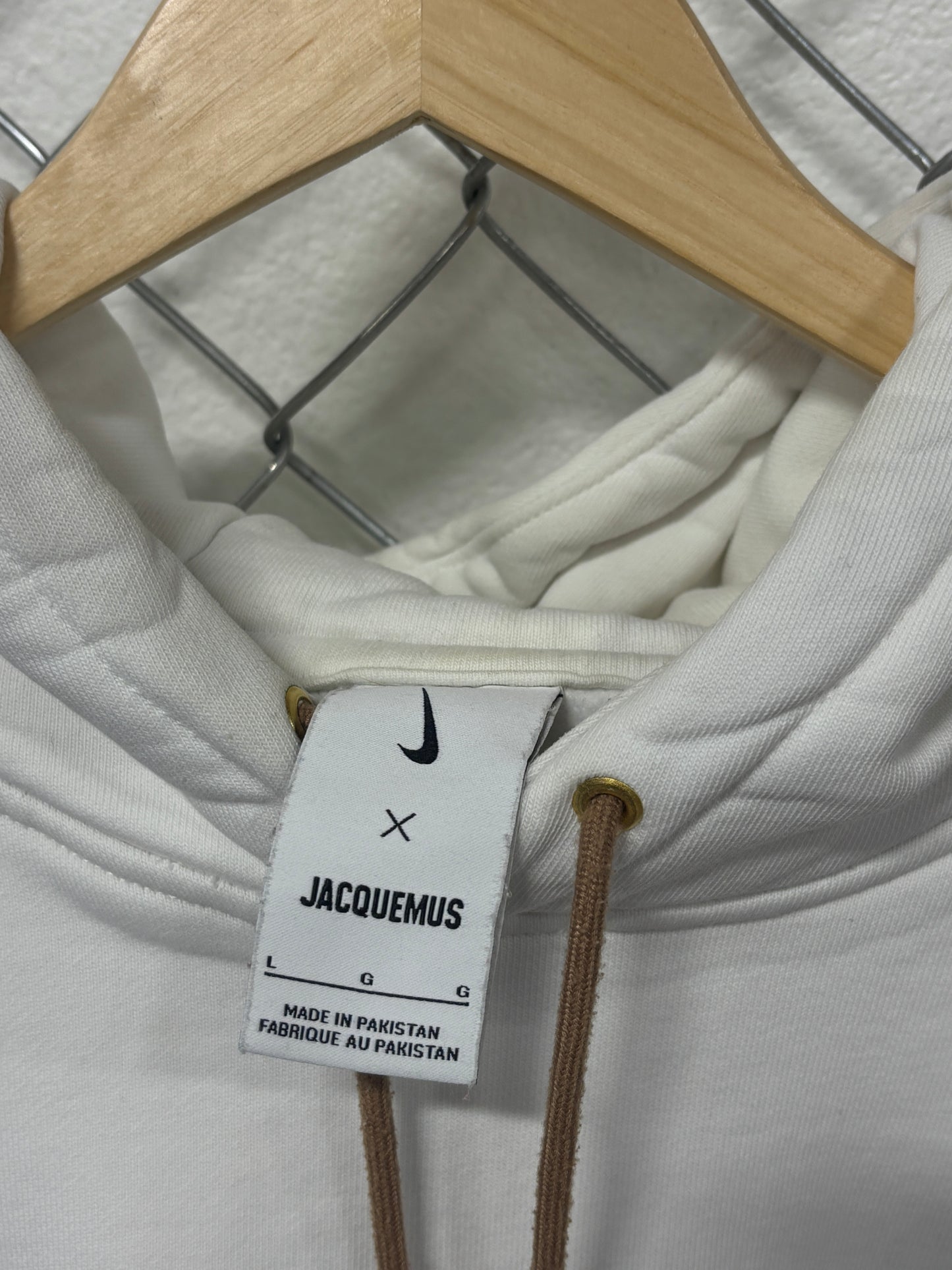 Nike Jacquemus White Swoosh Logo Hoodie Size Large