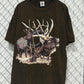 Vintage Elk at Dusk Big Print Nature Graphic Tee Size XXL