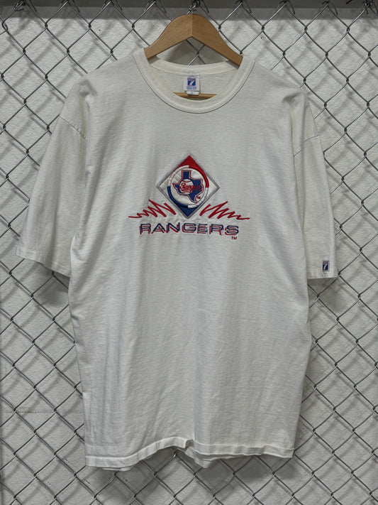 Vintage 90's Logo 7 Texas Rangers Embroidered Baseball Tee Size XL