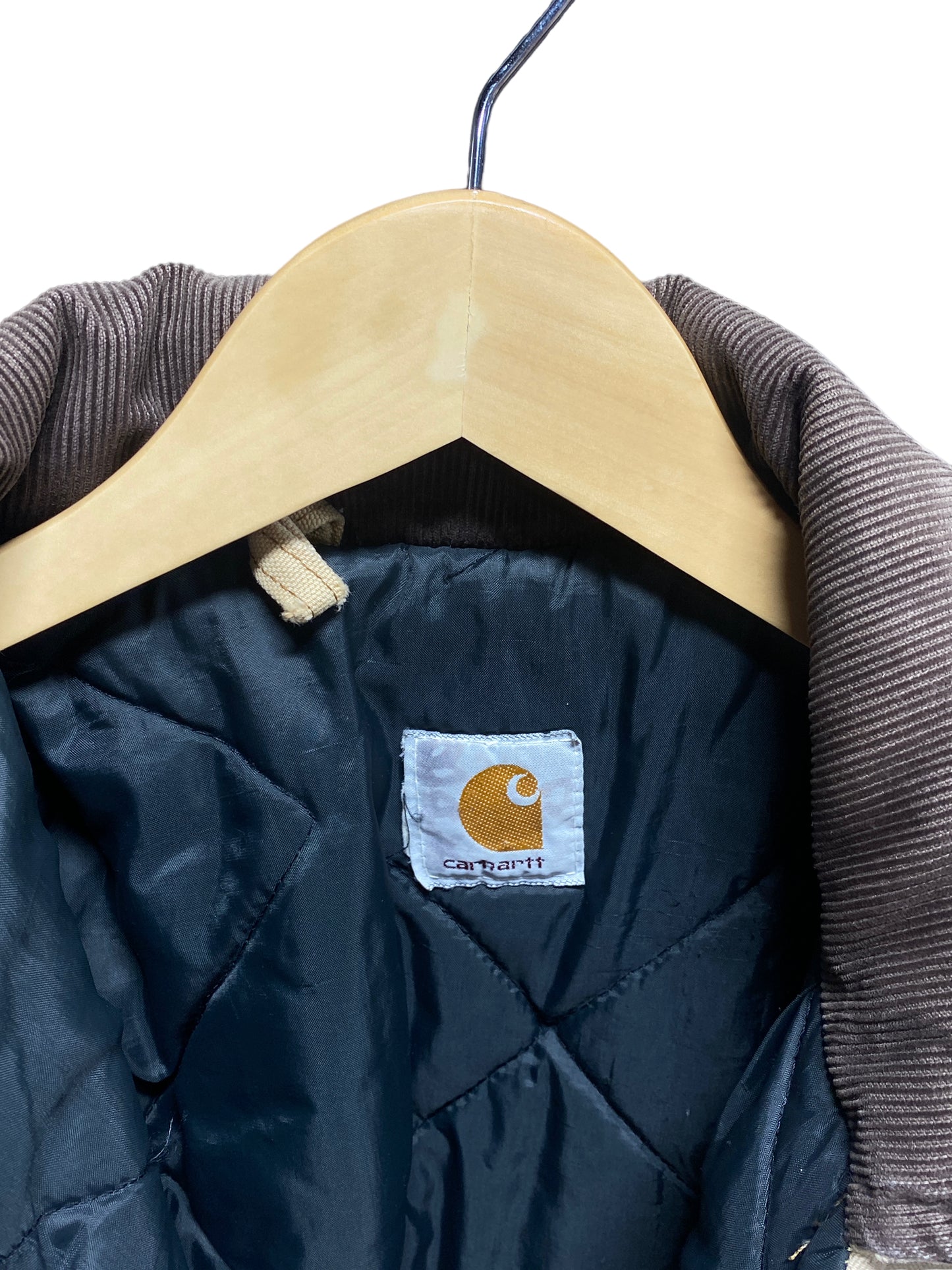 Vintage 90's Carhartt Distressed Beige Zip Up Chore Jacket Size L/XL
