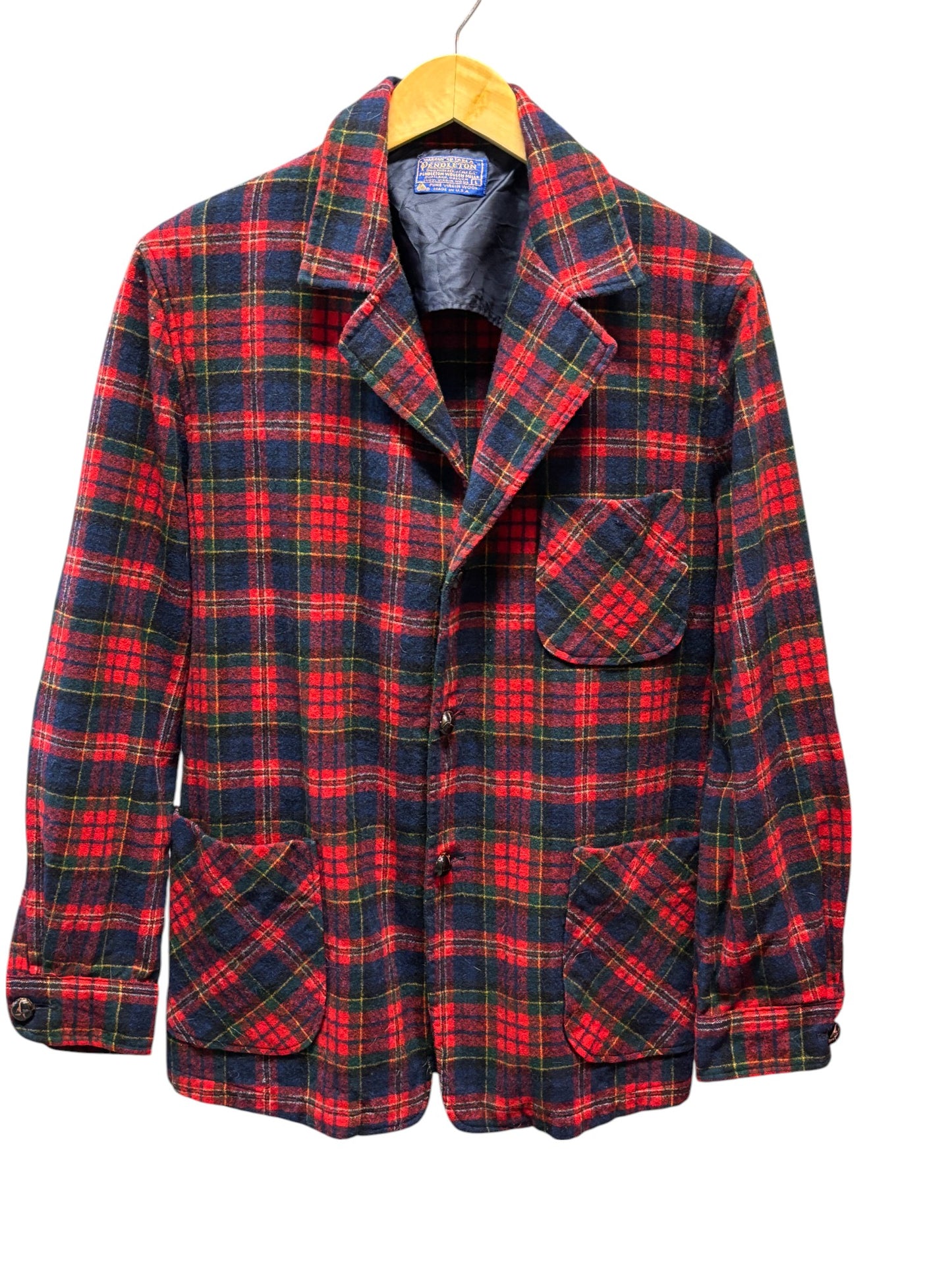 Vintage Pendleton Tartan Plaid Blazer Button Up Shirt Size Large