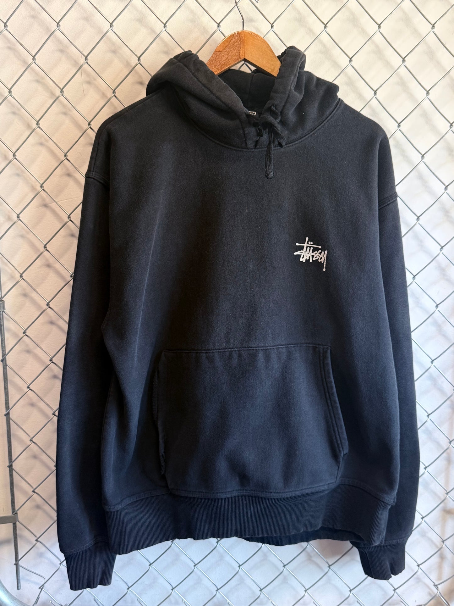 Stussy Classic Logo Black Pullover Hoodie Size Large