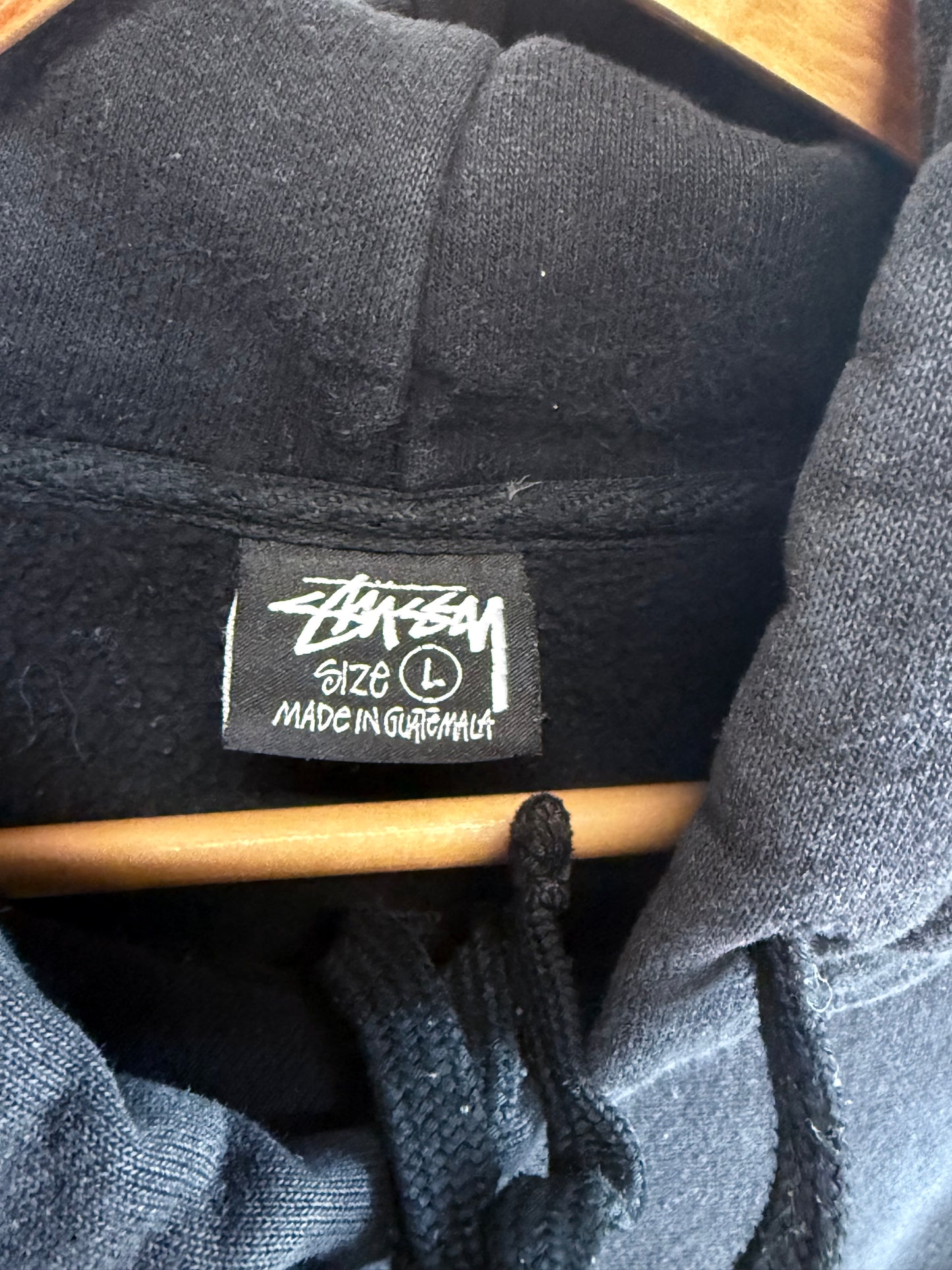Stussy Classic Logo Black Pullover Hoodie Size Large