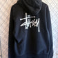 Stussy Classic Logo Black Pullover Hoodie Size Large