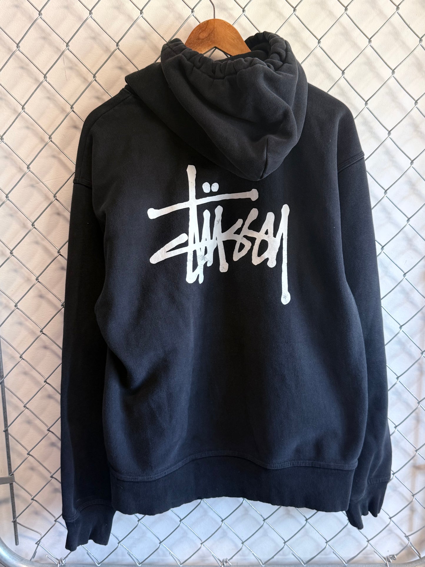 Stussy Classic Logo Black Pullover Hoodie Size Large