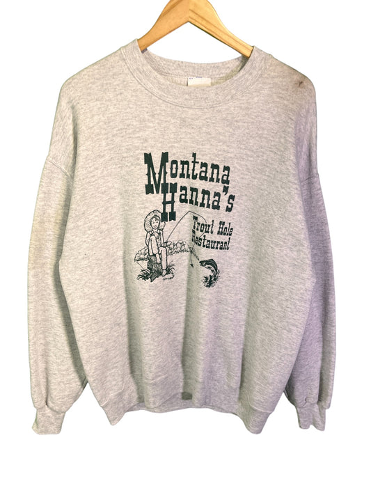 Vintage Montana Hanna's Trout Hole Restaurant Sweater Size XL