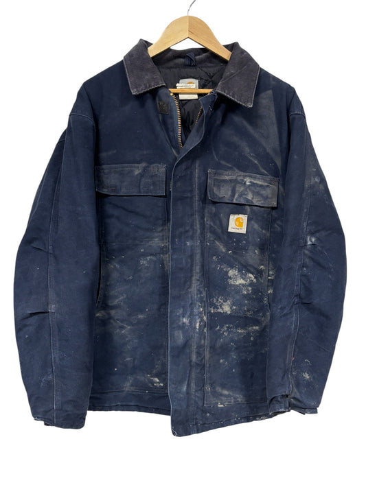 Vintage Carhartt C03 Navy Blue Traditional Zip Up Work Jacket Size 42 (Large)
