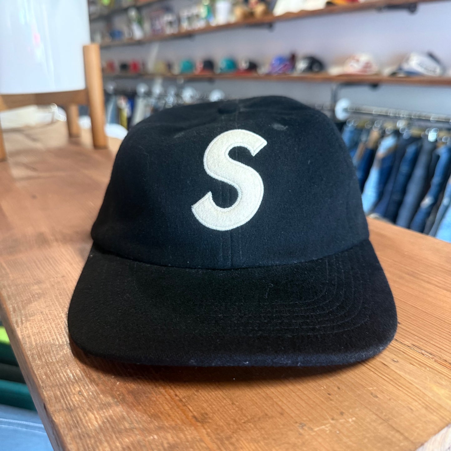 Supreme Black S Logo Wool Capolavoro Hat