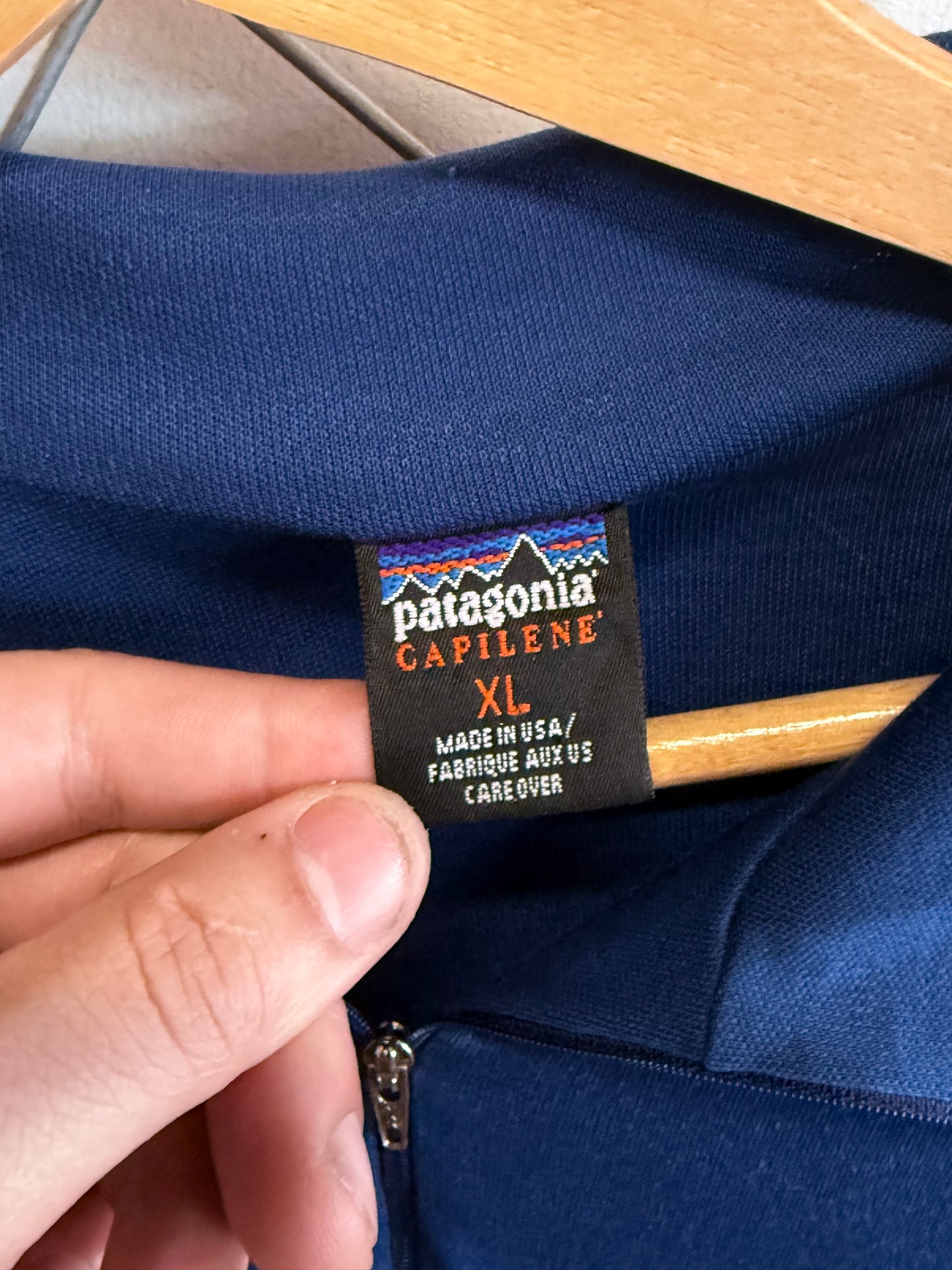 Patagonia Capilene Blue Lightweight Quarter Zip Long Sleeve Shirt Size XL