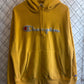 Champion Reverse Weave Yellow Spellout Hoodie Size Large