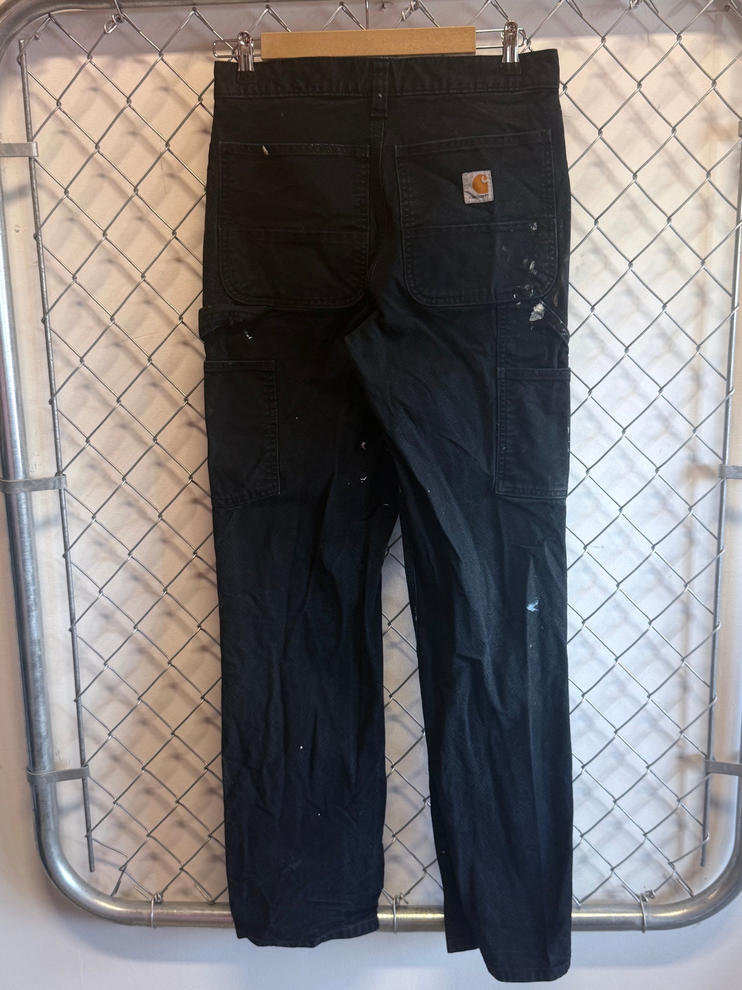 Carhartt Black Paint Splattered Relaxed Fit Double Knee Pants Size 30x32