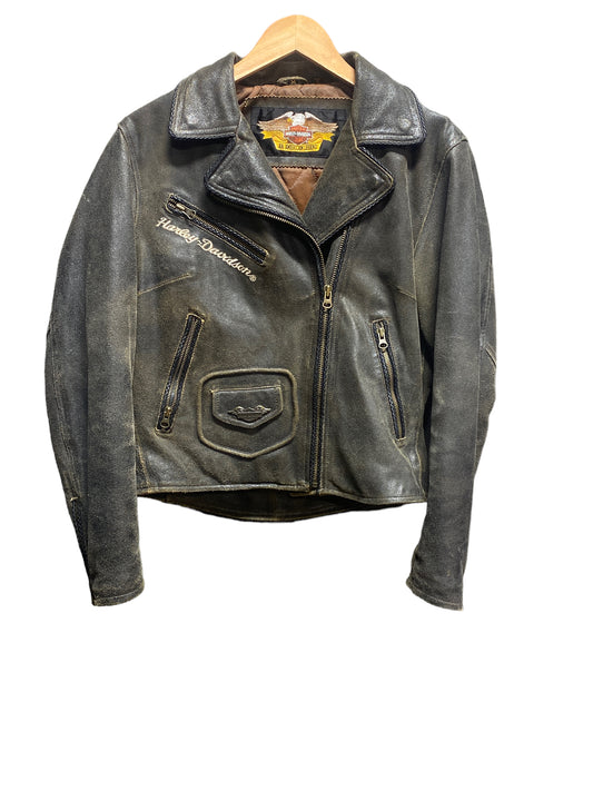 Vintage Womens Harley Davidson Distressed Leather Jacket Size Medium