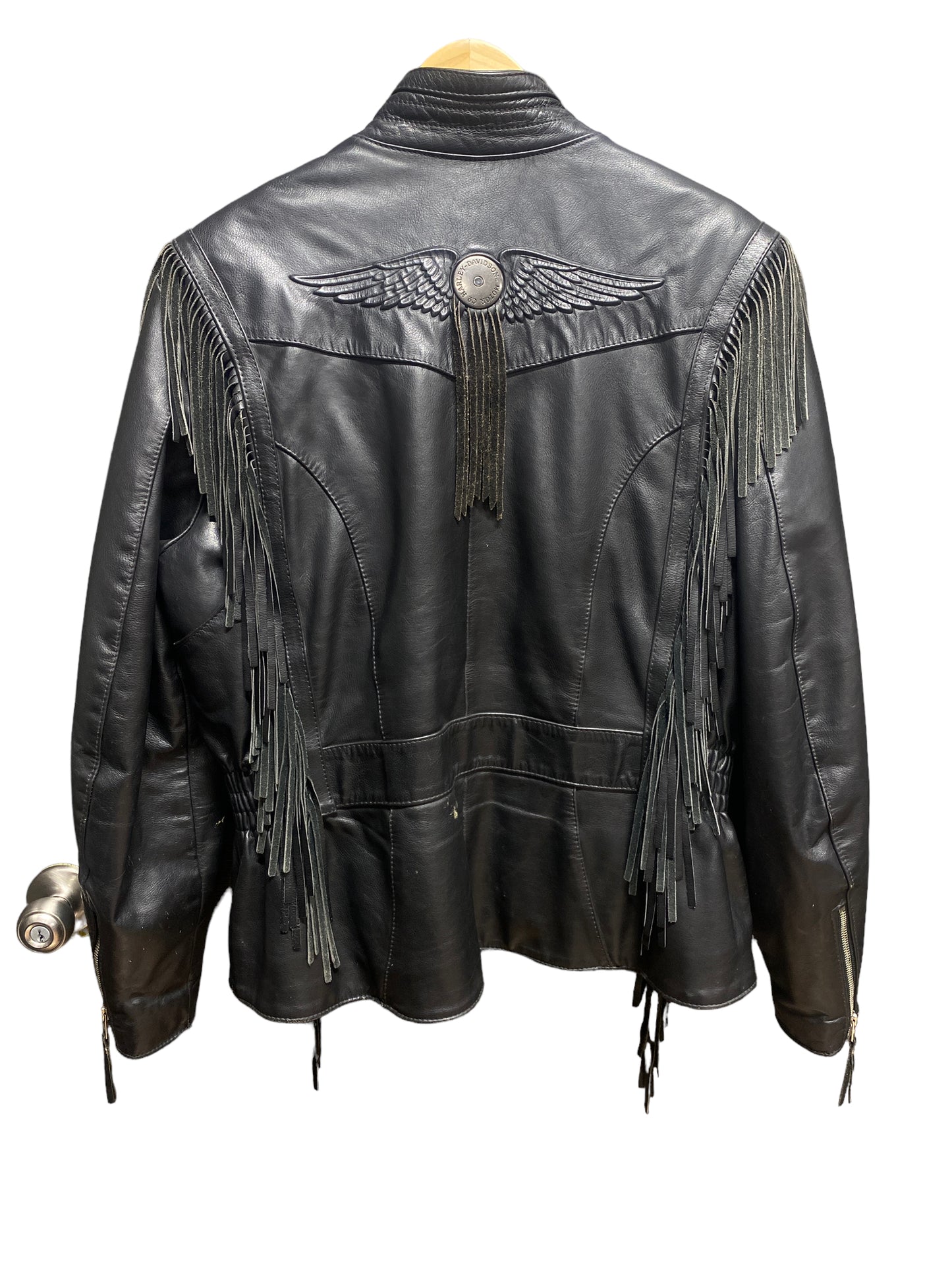 Vintage Womens Harley Davidson Fringe Leather Biker Jacket Size Large