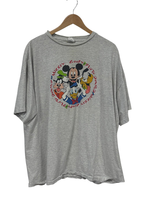 Vintage 90's Disney Characters Cartoon Collage Graphic Tee Size XXL