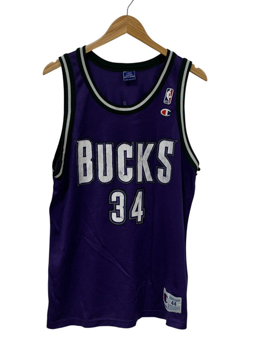 Vintage 90's Champion Ray Allen Bucks Jersey #34 Size Large