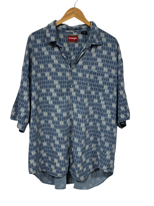 Vintage Wrangler Hero Silk Button Up Western Style Short Sleeve Shirt Size 2XLT