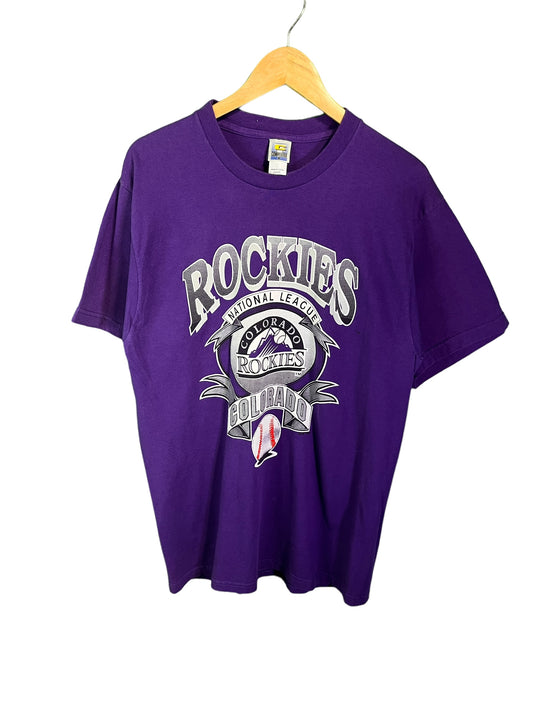 Vintage Colorado Rockies MLB Logo Graphic Tee Size Large